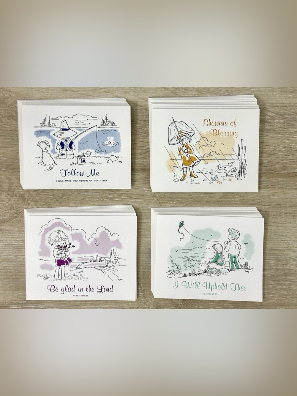 40 Blank Vintage Inspirational Scripture Note Cards KJV Bible Verses Pastel